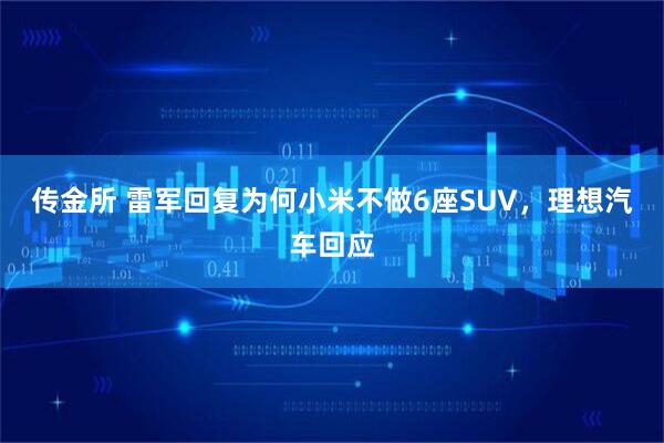 传金所 雷军回复为何小米不做6座SUV，理想汽车回应